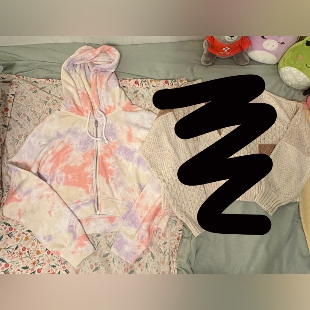 Tie-Dye Hoodie and Knit Cardigan Set